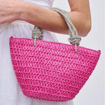 Gaia Mini Straw Tote With Rhinestone Handle - Pages & Parcels