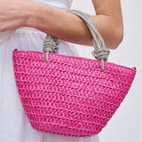 Gaia Mini Straw Tote With Rhinestone Handle - Pages & Parcels