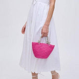 Gaia Mini Straw Tote With Rhinestone Handle - Pages & Parcels