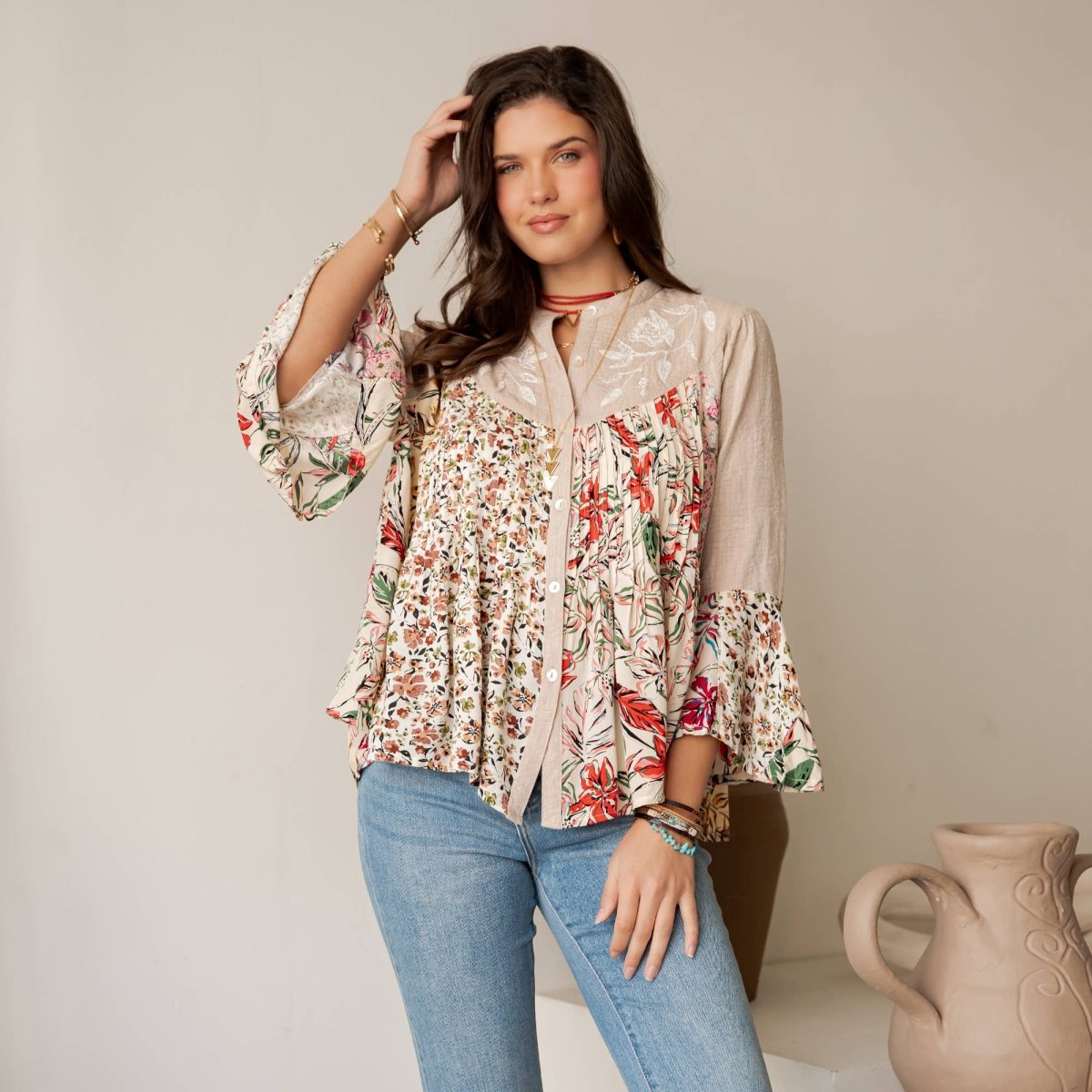 Garnet Ruffled Sheer Button Top - Pages & Parcels