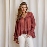 Garnet Ruffled Sheer Button Top - Pages & Parcels