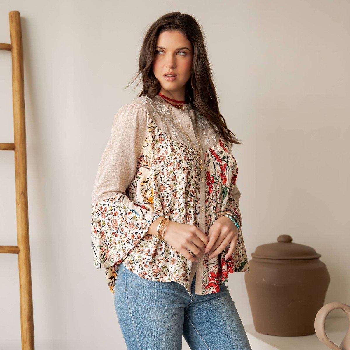 Garnet Ruffled Sheer Button Top - Pages & Parcels