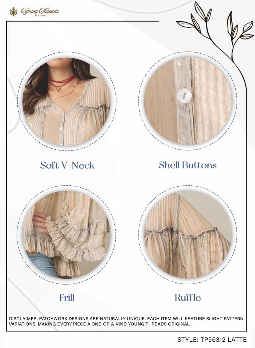 Garnet Ruffled Sheer Button Top - Pages & Parcels