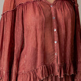Garnet Ruffled Sheer Button Top - Pages & Parcels