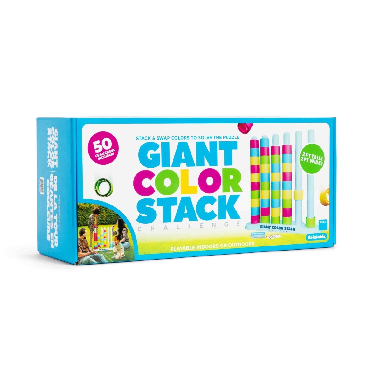 Giant Color Stack Challenge by Relatable – Jumbo Puzzle Game with 50 Logic Challenges, Strategy Game for Kids & Adults, Outdoor Yard Game, Ages 6+ - Pages & Parcels