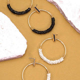 Glass seed bead circle drop earrings