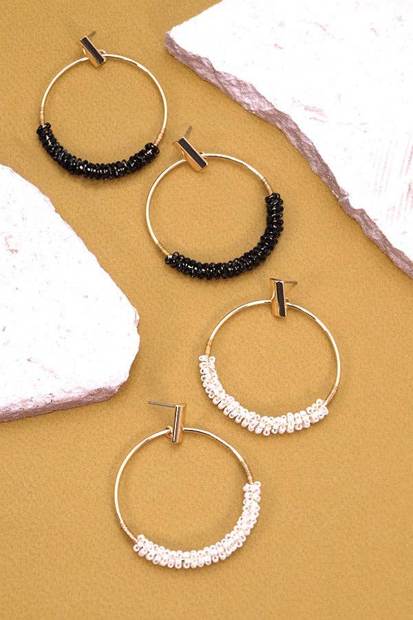 Glass seed bead circle drop earrings