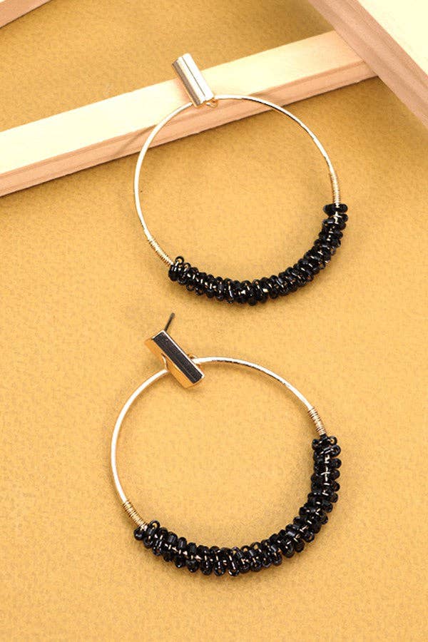Glass seed bead circle drop earrings