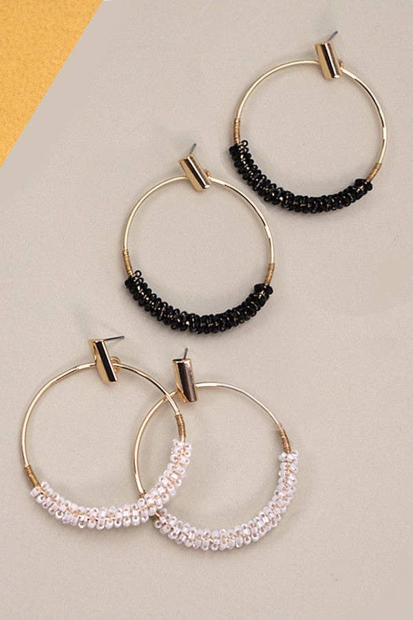 Glass Seed Bead Circle Drop Earrings - Pages & Parcels