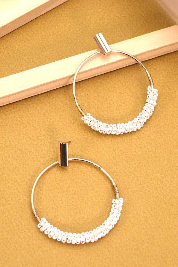 Glass seed bead circle drop earrings