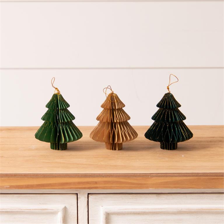 Gold Tipped Honeycomb Tree Ornaments - Pages & Parcels