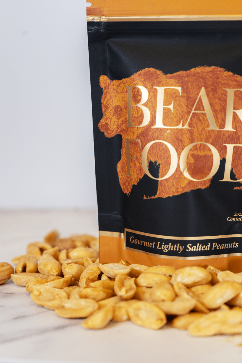 Close-up of Bear Food's hand-cooked jumbo Virginia peanuts