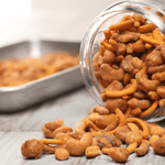 Jar of Bear Food Gourmet Bear Mix loaded with cheddar sticks, toffee peanuts, pecans, and cashews