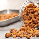 Jar of Bear Food Gourmet Bear Mix loaded with cheddar sticks, toffee peanuts, pecans, and cashews