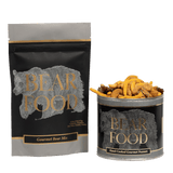 Bear Food Gourmet Bear Mix poured out, showing the mix of nuts, cheddar sticks, and toffee peanuts