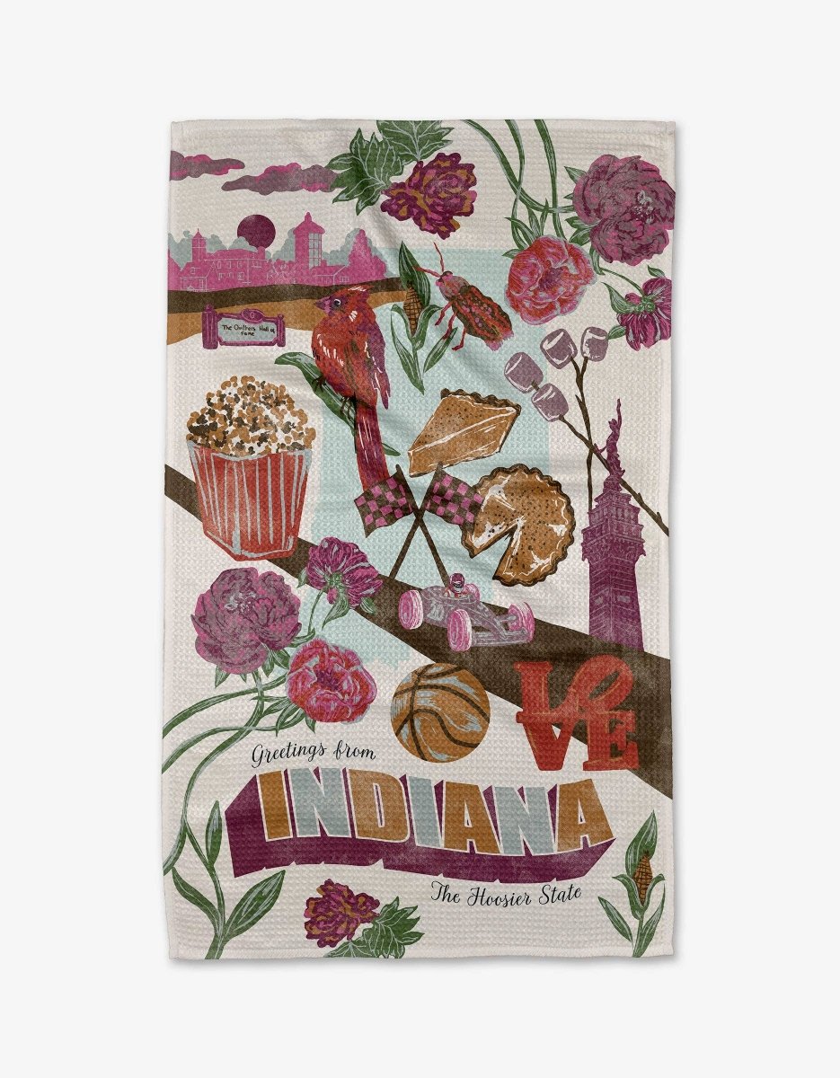 Greetings From Indiana Tea Towel - Pages & Parcels