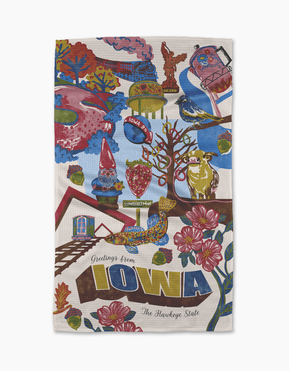 Greetings From Iowa Tea Towel - Pages & Parcels