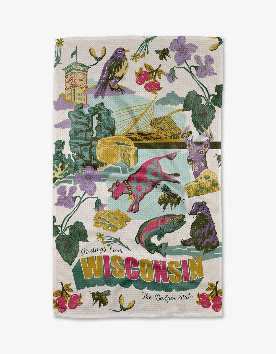 Greetings From Wisconsin Tea Towel - Pages & Parcels