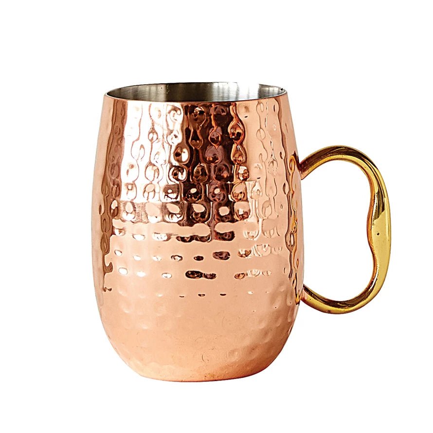 Hammered stainless steel mule mug with a copper finish