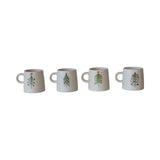 Hand - Painted Stoneware Mugs with Christmas Trees - Pages & Parcels