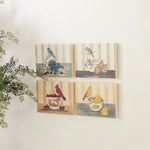 A second style of the hand-painted bird on dish wood wall decor