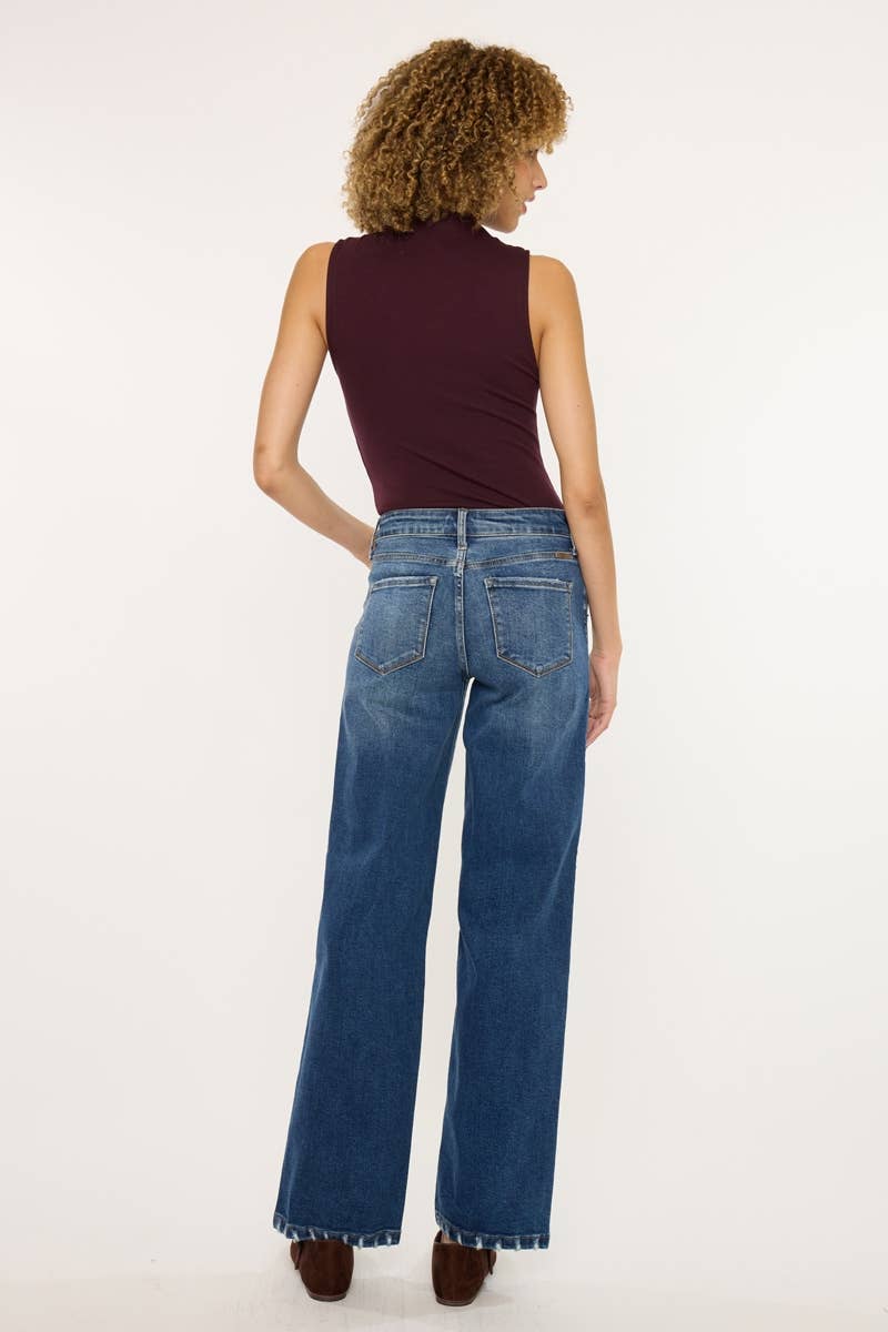 High Rise Wide Leg Dark Wash Jeans | Kan Can - Pages & Parcels