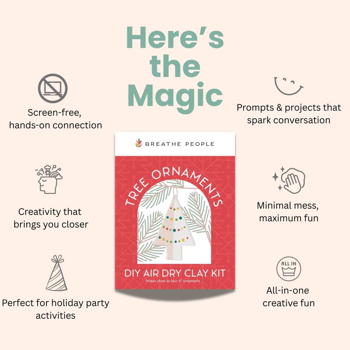 Holiday Air Dry Clay Ornament Kit: Christmas 2025 | Breathe People - Pages & Parcels