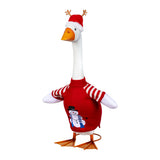 Porch goose in a red sweater outfit