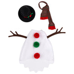 Porch goose in a snowman outfit