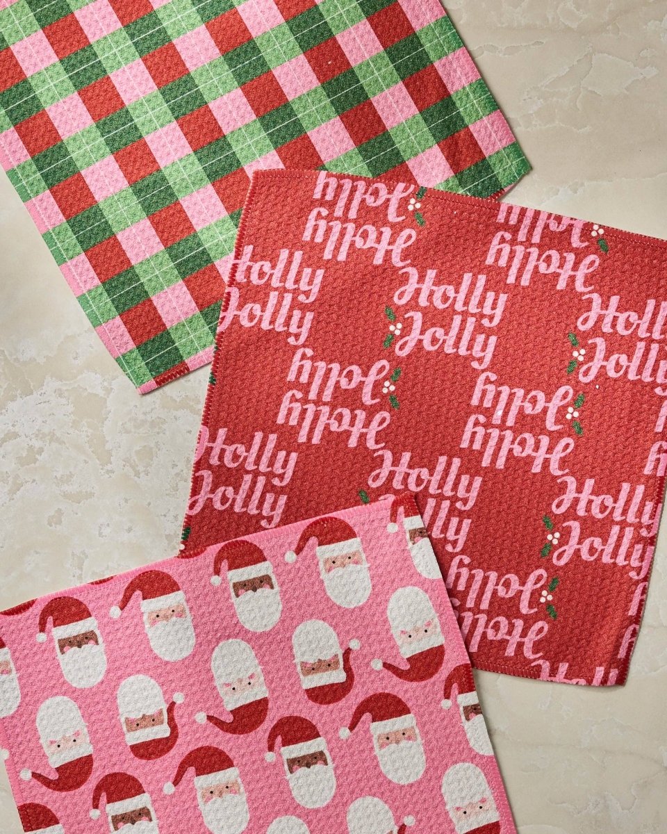 Holly Jolly Santa Dishcloth Set - Holiday 2026 - Pages & Parcels