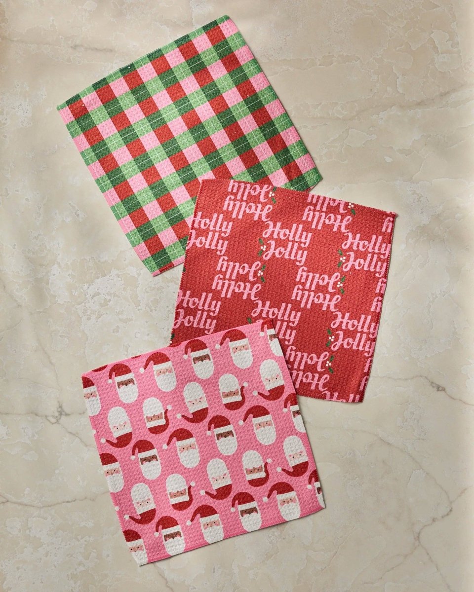 Holly Jolly Santa Dishcloth Set - Holiday 2026 - Pages & Parcels
