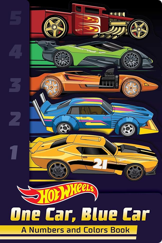 Hot Wheels: One Car, Blue Car: A Numbers and Colors Book (A Mattel Hot Wheels Shaped Novelty Board Book for Toddlers) cover image