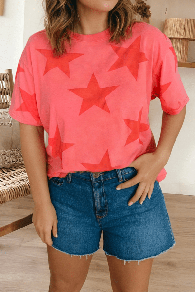 Independence Day Star Printed Mineral Wash T Shirt - Pages & Parcels