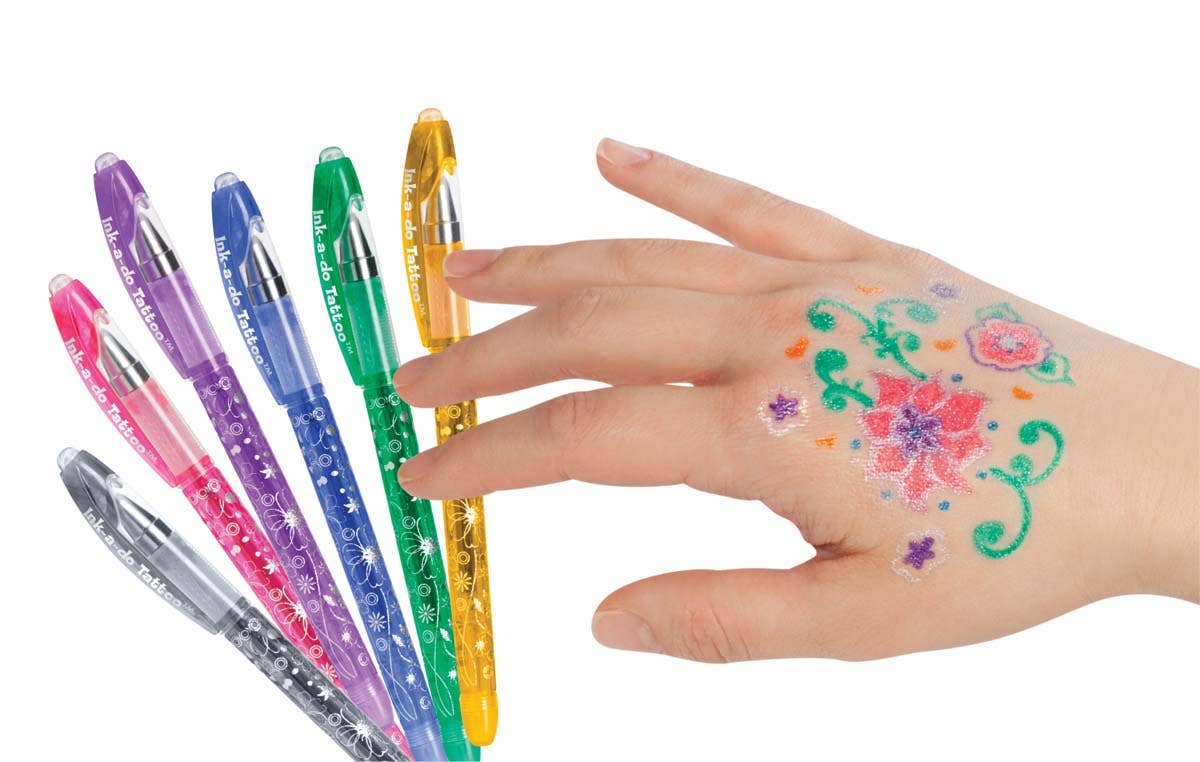 Ink - a - Do Tattoo Pens, Set of 6 Gel Pens - Pages & Parcels