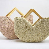 Isabella Wooden Handle Straw Tote Bag: Nude - Pages & Parcels