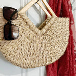 Isabella Wooden Handle Straw Tote Bag: Nude - Pages & Parcels