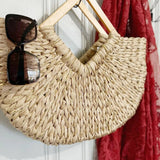 Isabella Wooden Handle Straw Tote Bag: Nude - Pages & Parcels