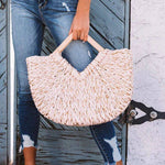Isabella Wooden Handle Straw Tote Bag: Nude - Pages & Parcels