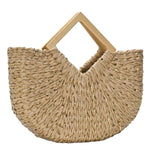 Isabella Wooden Handle Straw Tote Bag: Nude - Pages & Parcels