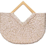 Isabella Wooden Handle Straw Tote Bag: Nude - Pages & Parcels