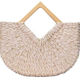 Isabella Wooden Handle Straw Tote Bag: Nude - Pages & Parcels