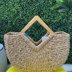 Isabella Wooden Handle Straw Tote Bag: Nude - Pages & Parcels