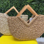 Isabella Wooden Handle Straw Tote Bag: Nude - Pages & Parcels