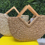 Isabella Wooden Handle Straw Tote Bag: Nude - Pages & Parcels