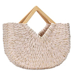 Isabella Wooden Handle Straw Tote Bag: Nude - Pages & Parcels