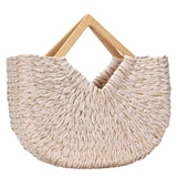 Isabella Wooden Handle Straw Tote Bag: Nude - Pages & Parcels