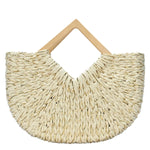Isabella Wooden Handle Straw Tote Bag: Nude - Pages & Parcels
