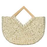 Isabella Wooden Handle Straw Tote Bag: Nude - Pages & Parcels