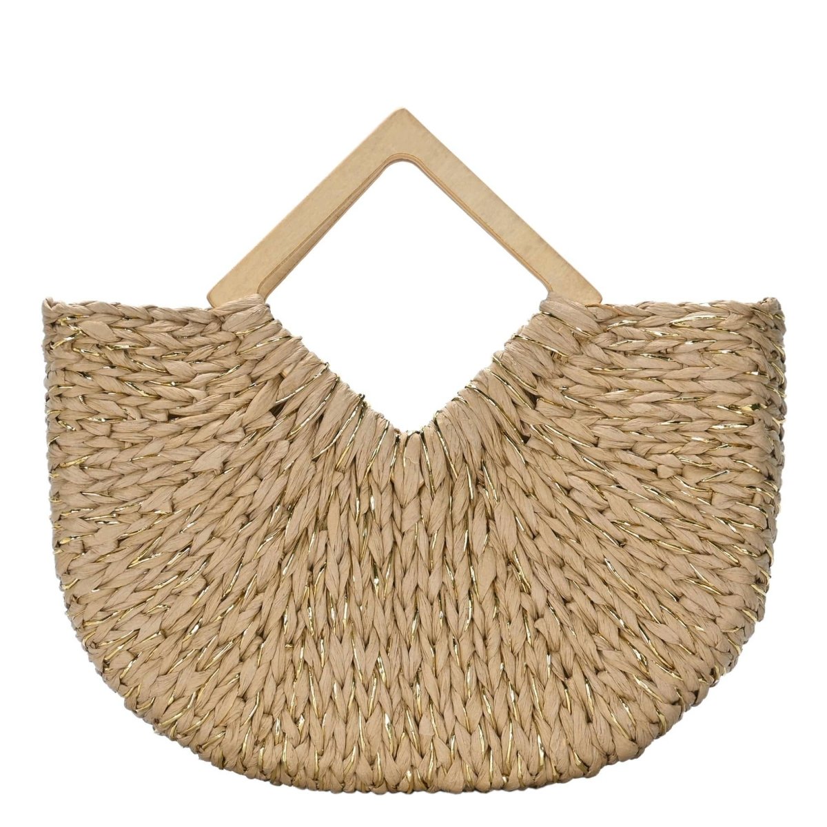 Isabella Wooden Handle Straw Tote Bag: Nude - Pages & Parcels