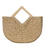 Isabella Wooden Handle Straw Tote Bag: Nude - Pages & Parcels